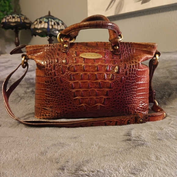 Brahmin Pecan Brown Crocodile Embossed Women's Bag - Picture 1 of 8